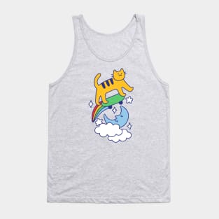 Cat Flying On A Skateboard Tank Top